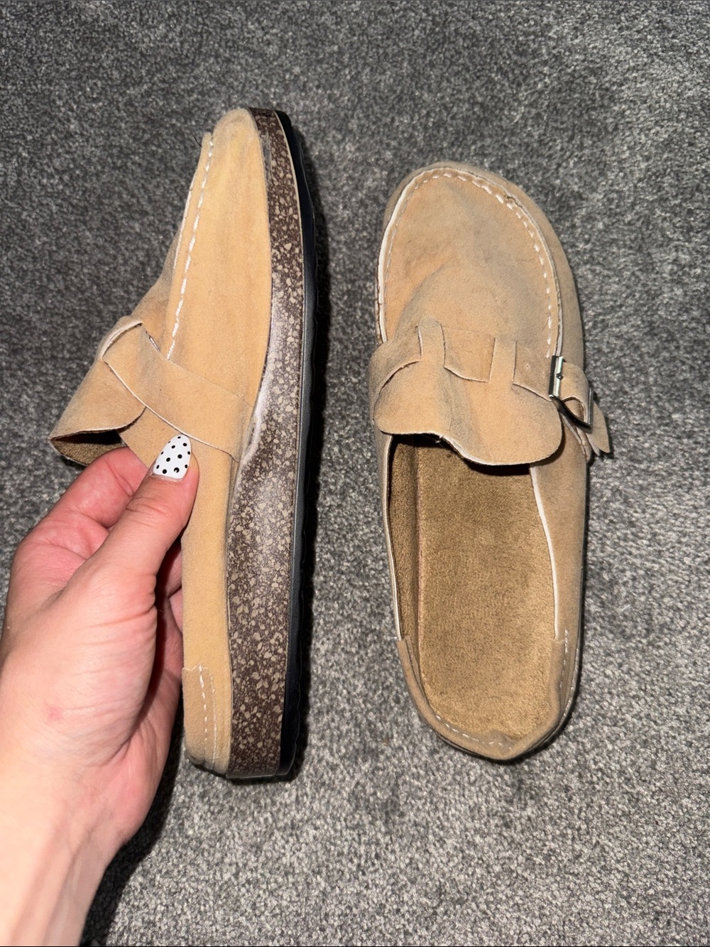Women’s Suede Penny Slides in Tan
